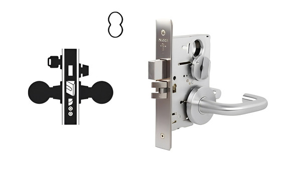 Falcon MA531B SG Apartment Corridor Mortise Lock, Accepts Small Format IC Core