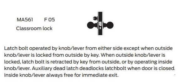 Falcon MA561P SG Classroom Mortise Lock