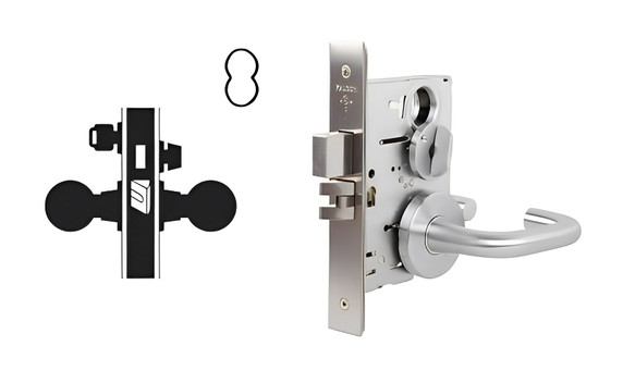 Falcon MA571B SG Dormitory or Exit Mortise Lock, Accepts Small Format IC Core