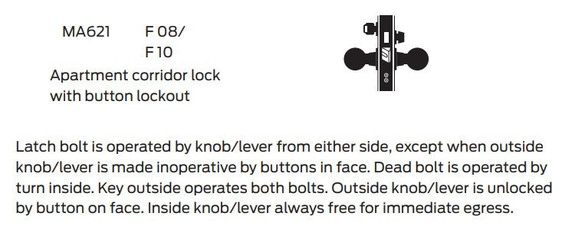 Falcon MA621P SG Apartment Corridor Mortise Lock