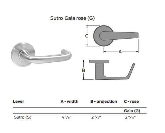 Falcon MA621B SG Apartment Corridor Mortise Lock, Accepts Small Format IC Core