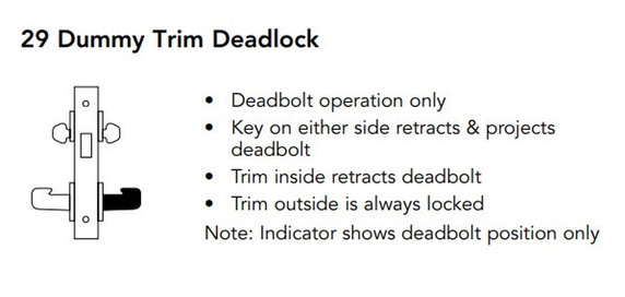 Sargent 8229 LNB Dummy Trim Deadlock Mortise Lock