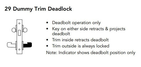 Sargent 60-8229 LNB Dummy Trim Deadlock Mortise Lock, Accepts Large Format IC Core (LFIC)