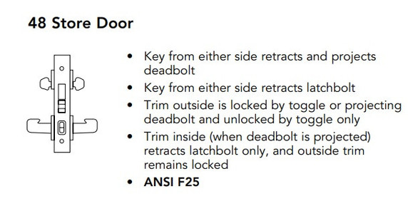 Sargent 60-8248 LNB 26D Store Door Mortise Lock, Accepts Large Format IC Core (LFIC), Satin Chrome Finish