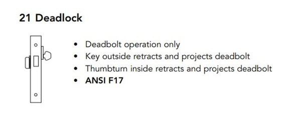 Sargent 70-8221 26D Deadlock Mortise Deadbolt Only w/ Thumbturn, Accepts Small Format IC Core (SFIC), Satin Chrome Finish