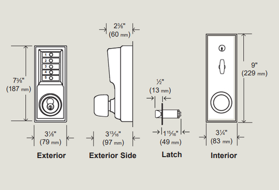 Kaba Simplex 1032 Mechanical Pushbutton Knob Lock w/Passage, For 2-3/8" Backset
