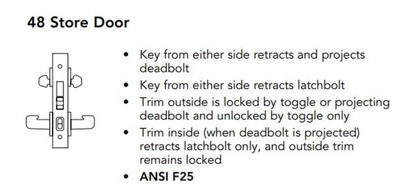 Sargent 8248 LNJ 26D Store Door Mortise Lock, Satin Chrome Finish