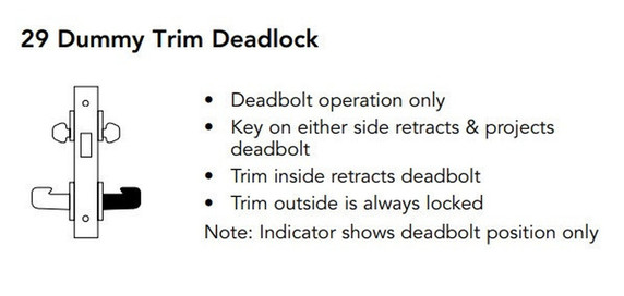 Sargent 8229 LNL Dummy Trim Deadlock Mortise Lock