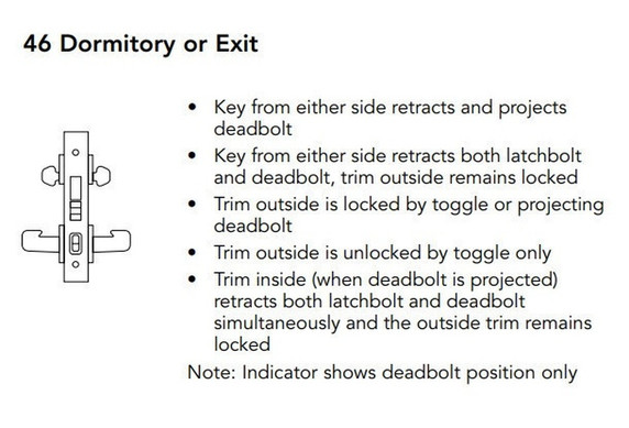 Sargent 70-8246 LNL 26D Dormitory or Exit Mortise Lock, Accepts Small Format IC Core (SFIC), Satin Chrome Finish