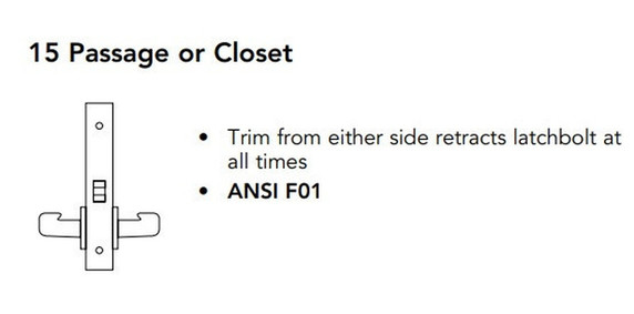 Sargent 8215 LNL Passage or Closet Mortise Lock