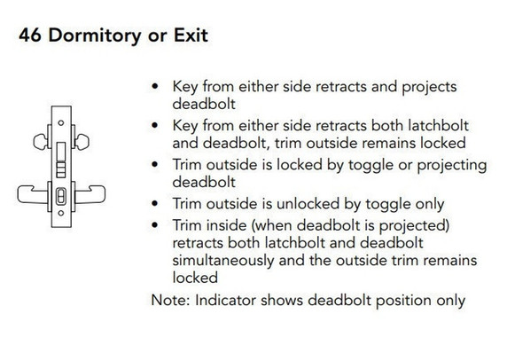Sargent LC-8246 LNP 26D Dormitory or Exit Mortise Lock, Conventional Less Cylinder, Satin Chrome Finish
