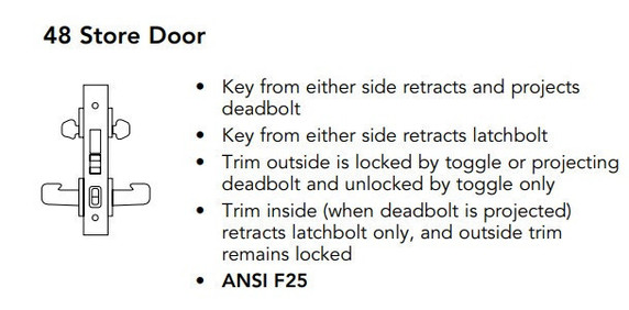 Sargent 60-8248 LNP 26D Store Door Mortise Lock, Accepts Large Format IC Core (LFIC), Satin Chrome Finish