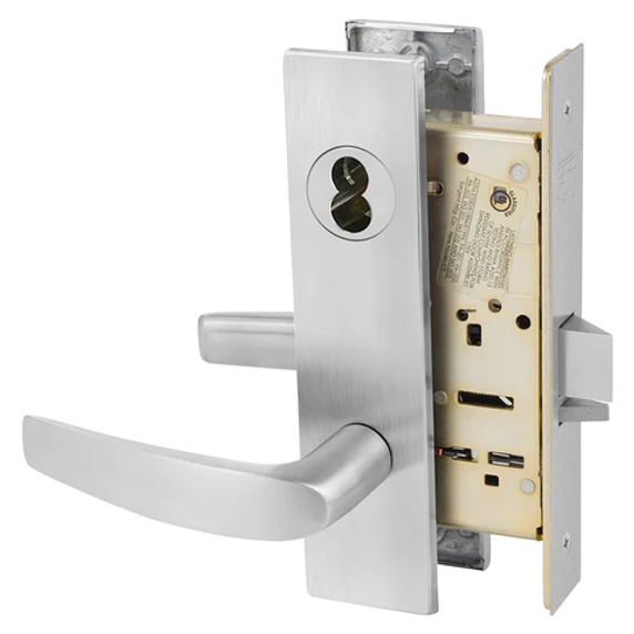 Sargent 70-8205 LW1B 26D Office or Entry Mortise Lock, Accepts Small Format IC Core (SFIC), Satin Chrome Finish