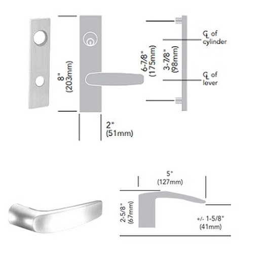 Sargent 8243 LW1B 26D Apartment Corridor Door Mortise Lock, Satin Chrome Finish