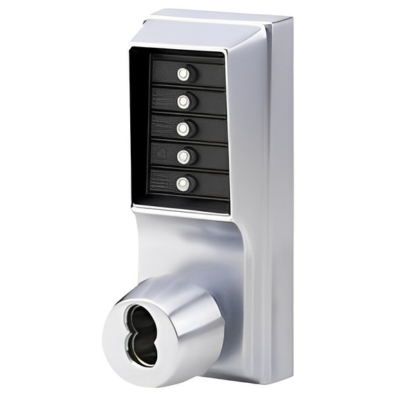 Kaba Simplex 1042S Mechanical Pushbutton Knob Lock w/ Key Override and Passage, Accepts Schlage FSIC, 2-3/8" Backset