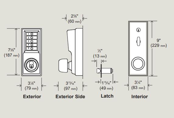 Kaba Simplex 1042B Mechanical Pushbutton Knob Lock w/ Key Override and Passage, Accepts SFIC, 2-3/8" Backset