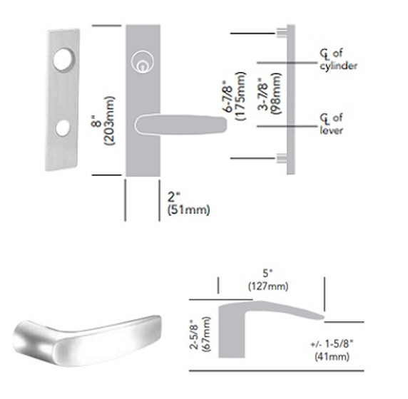 Sargent 8266 LW1B 26D Privacy Bath/Bedroom Mortise Lock, Satin Chrome Finish