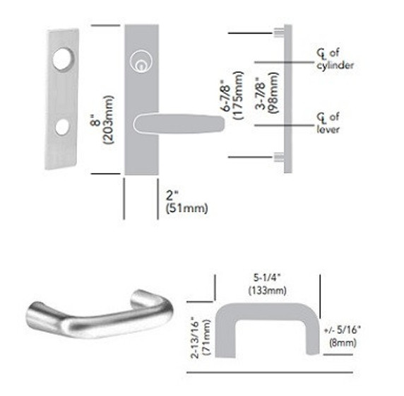 Sargent 70-8204 LW1J 26D Storeroom or Closet Mortise Lock, Accepts Small Format IC Core (SFIC), Satin Chrome Finish