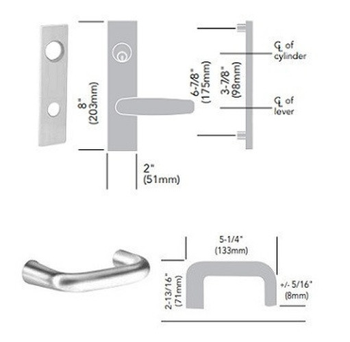 Sargent LC-8255 LW1J 26D Office or Entry Mortise Lock, Conventional Less Cylinder, Satin Chrome Finish