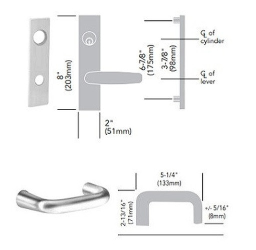 Sargent 70-8238 LW1J 26D Classroom Security Intruder Mortise Lock, Accepts Small Format IC Core (SFIC), Satin Chrome Finish