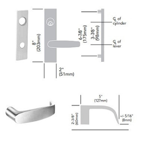Sargent 60-8256 LW1L 26D Office & Inner Entry Mortise Lock, Accepts Large Format IC Core (LFIC), Satin Chrome Finish