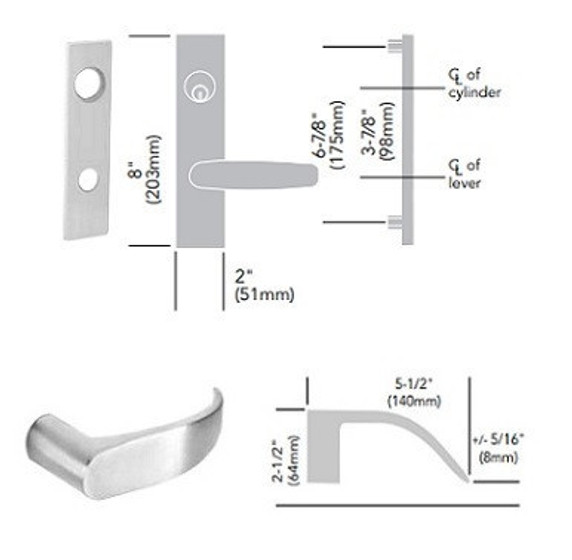 Sargent 70-8204 LW1P 26D Storeroom or Closet Mortise Lock, Accepts Small Format IC Core (SFIC), Satin Chrome Finish