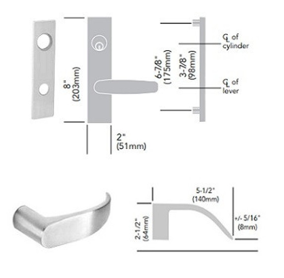 Sargent 60-8289 LW1P 26D Holdback Mortise Lock, Accepts Large Format IC Core (LFIC), Satin Chrome Finish