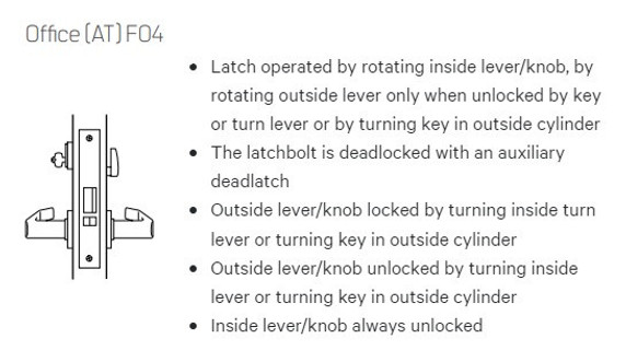 BEST 45H7AT 15J Grade 1 Office Mortise Lever Lock