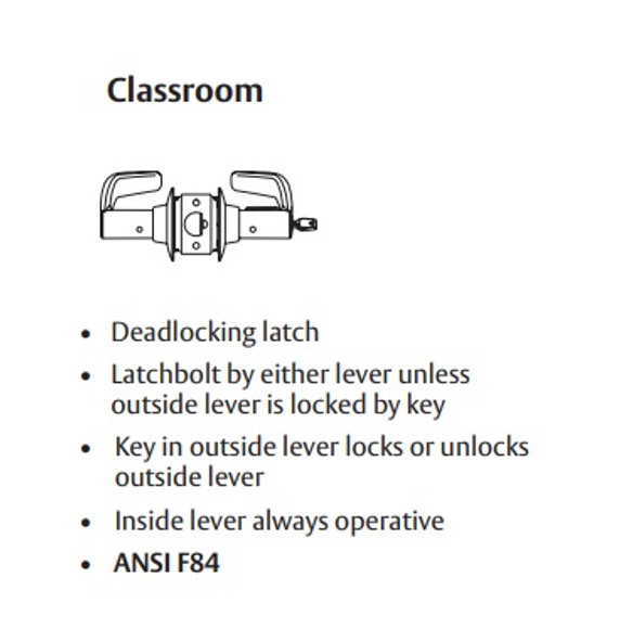 Sargent 28-7G37 LL Classroom Cylindrical Lever Lock