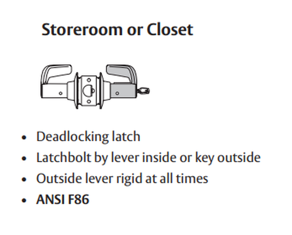 Sargent 28-7G04 LB Storeroom or Closet Cylindrical Lever Lock