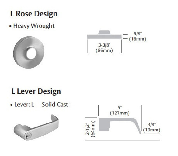 Sargent 2860-7G05 LL Entrance or Office Cylindrical Lever Lock, Accepts Large Format IC core (LFIC)