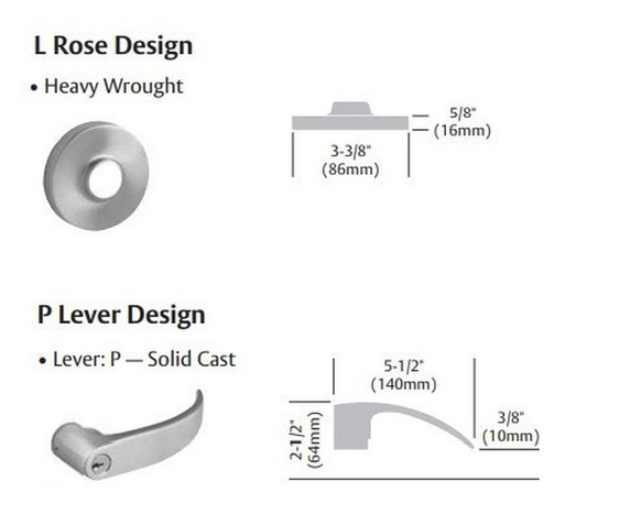 Sargent 2870-7G05 LP Entrance or Office Cylindrical Lever Lock, Accepts Small Format IC Core (SFIC)