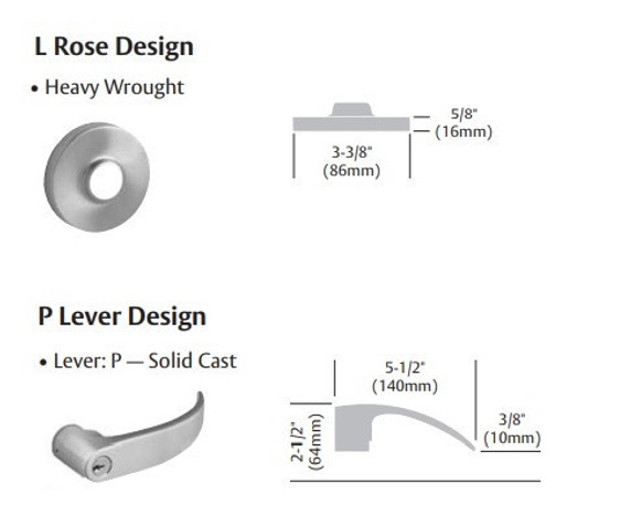 Sargent 2870-7G05 LP Entrance or Office Cylindrical Lever Lock, Accepts Small Format IC Core (SFIC)