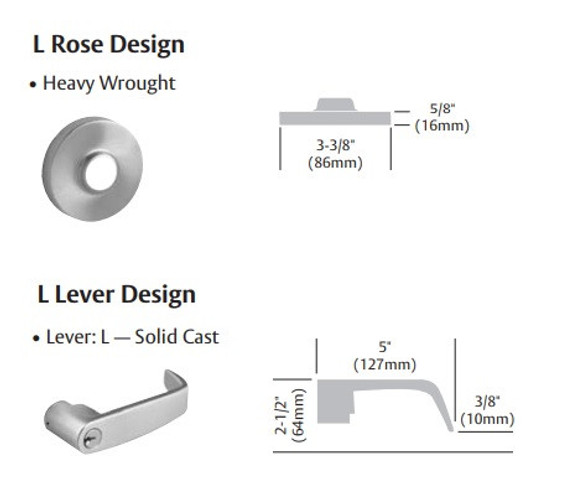 Sargent 2860-7G04 LL Storeroom or Closet Cylindrical Lever Lock, Accepts Large Format IC Core (LFIC)