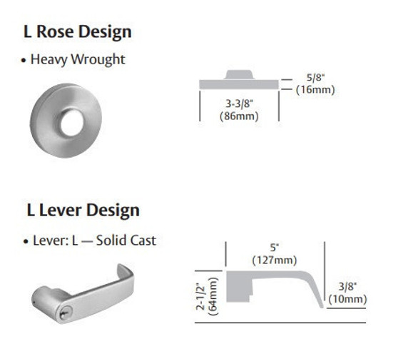 Sargent 2870-7G37 LL 26D Classroom Cylindrical Lever Lock, Accepts Small Format IC Core (SFIC), Satin Chrome Finish