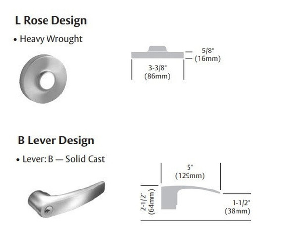 Sargent 2870-7G37 LB 26D Classroom Cylindrical Lever Lock, Accepts Small Format IC Core (SFIC), Satin Chrome Finish
