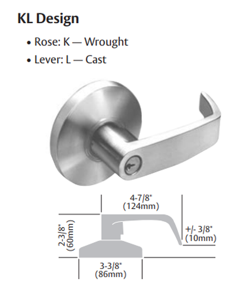 Sargent 28LC-65G04 KL Storeroom or Closet Cylindrical Lever Lock, Conventional Less Cylinder