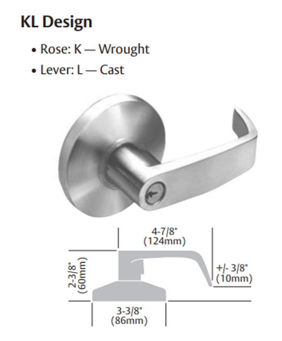 Sargent 2860-65G05 KL Entrance or Office Cylindrical Lever Lock, Accepts Large Format IC Core (LFIC)