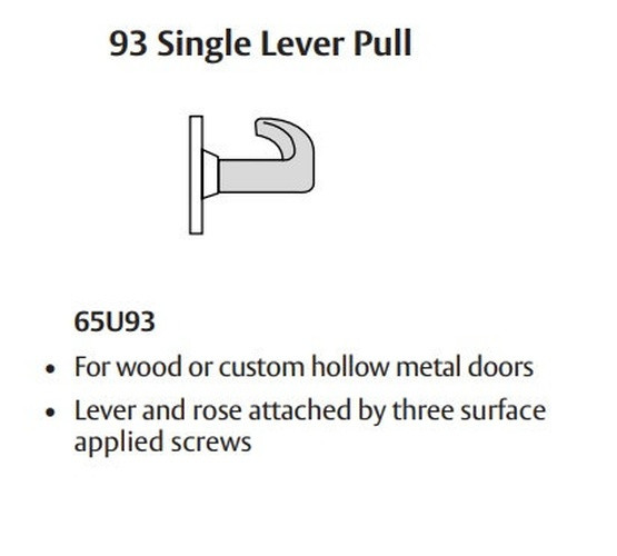 Sargent 65U93 KB Single Lever Pull
