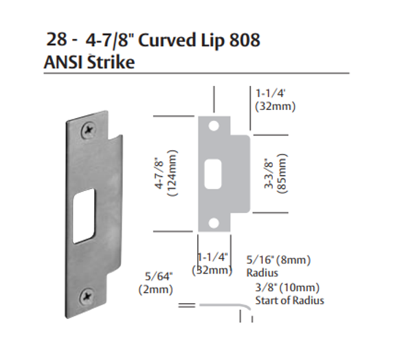 Sargent 2860-65G05 KP Entrance or Office Cylindrical Lever Lock, Accepts Large Format IC Core (LFIC)