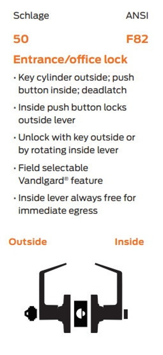 Schlage ALX50L ATH Grade 2 Entrance/Office Lever Lock, Less Conventional Cylinder