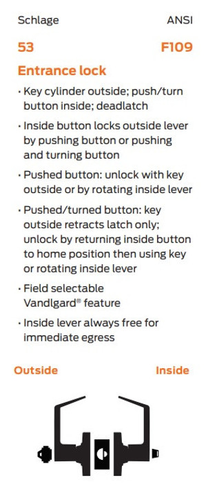 Schlage ALX53J ATH Grade 2 Entrance Lever Lock, Accepts FSIC Full Size Interchangeable Core