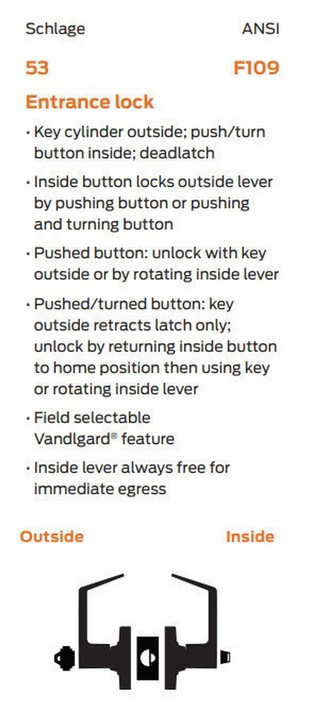 Schlage ALX53J SPA Grade 2 Entrance Lever Lock, Accepts FSIC Full Size Interchangeable Core
