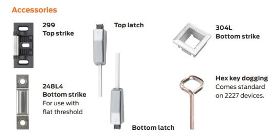 Von Duprin 2227DT Surface Vertical Rod Exit Device, With 210DT Dummy Trim