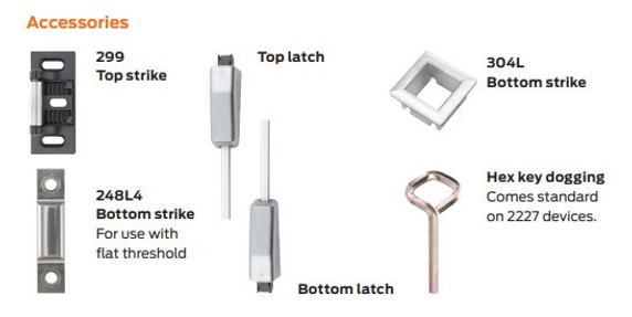 Von Duprin 2227NL Surface Vertical Rod Exit Device, With 210NL Night latch