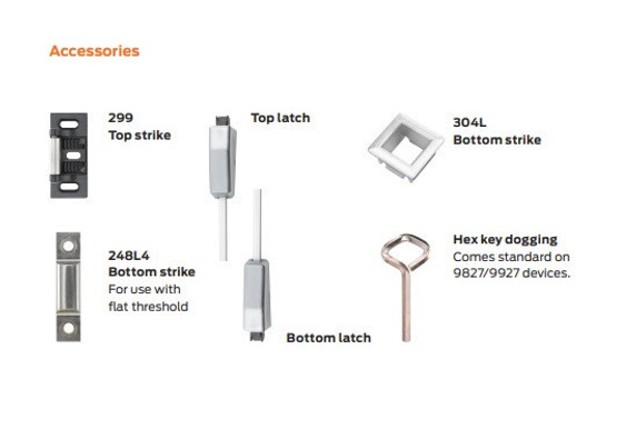 Von Duprin QEL9827EO Surface Vertical Rod Exit Device, Quiet Electric Latch