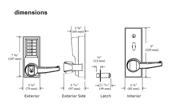 Kaba Simplex LL1041C Pushbutton Lock, W/ Passage And Key Override, Accepts Corbin Russwin 6-Pin LFIC, LH & LHR Doors