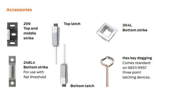 Von Duprin QEL9957EO-F Three-Point Latching Panic Device, Quiet Electric Latch