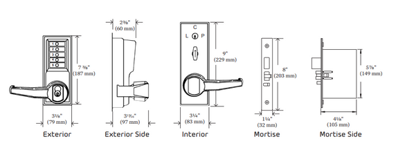 Kaba Simplex RR8146S Mortise Combination Lock, Accepts Schlage FSIC