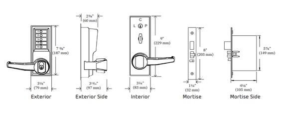Kaba Simplex LR8146C Mortise Combination Lock, Accepts Corbin Russwin LFIC